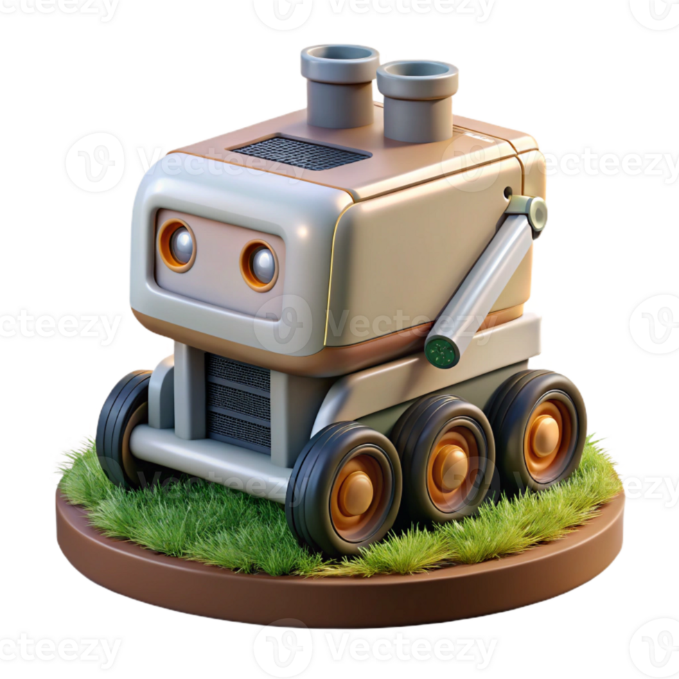 elegant modern Automated Weeding Robot in Action Transparent Background high resolution png