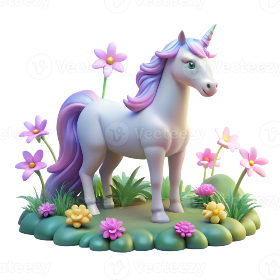 impressive traditional A Serene Unicorn Grazing in a Field of L 4K png