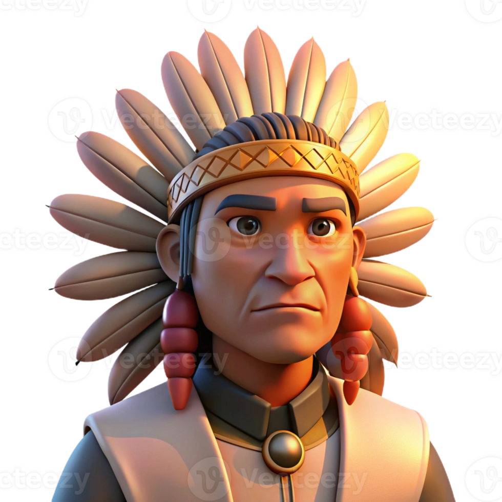magnificent rustic Portrait of a Stoic Native American Chief authentic png
