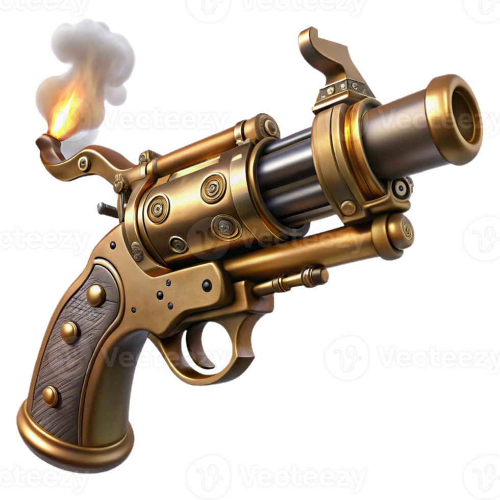 impressive artistic A Steampunk Pistol with Intricate Engravi premium png