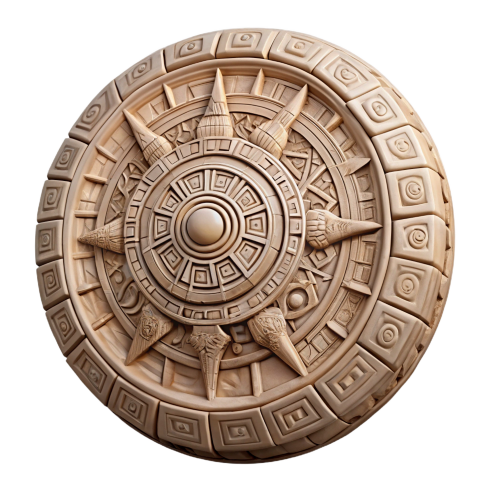 wonderful creative Aztec Calendar Stone Detailed Carving Cutout Element high quality png