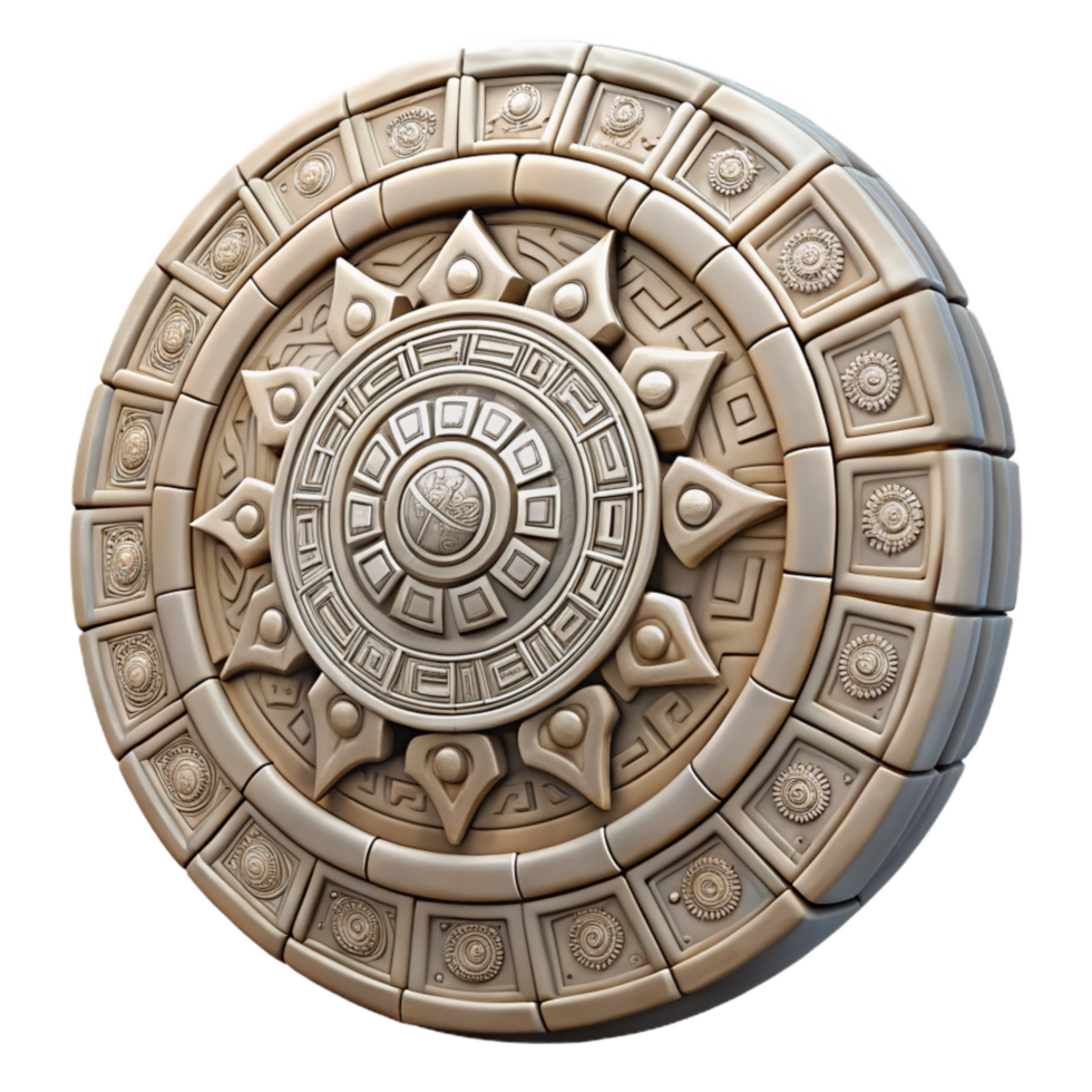 magnificent abstract Aztec Calendar Stone Detailed Carving Cutout Element original png