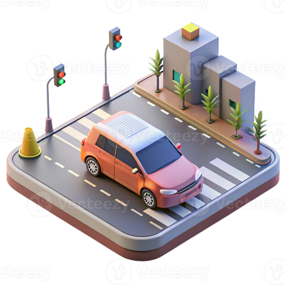 impressive modern A Self Driving Car Navigating a Busy Int exclusive png