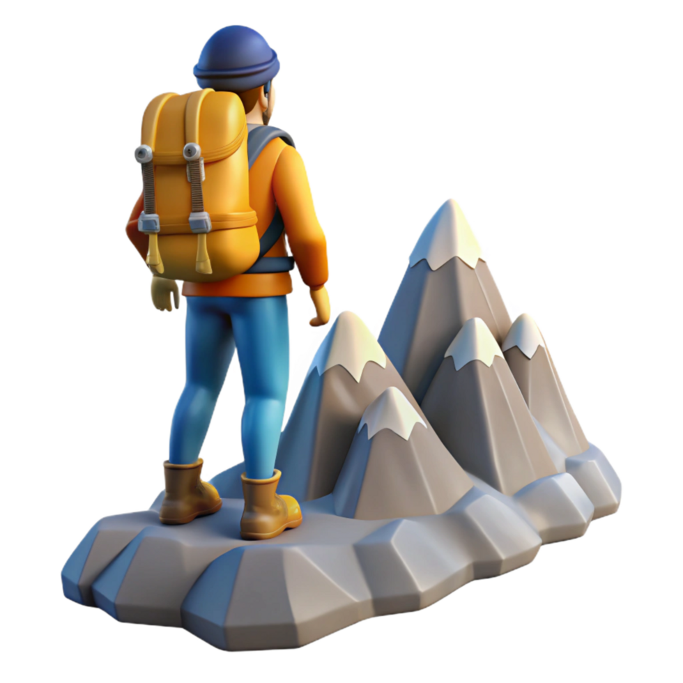 beautiful vintage Backlit Hiker on Mountain Ridge Cutout png