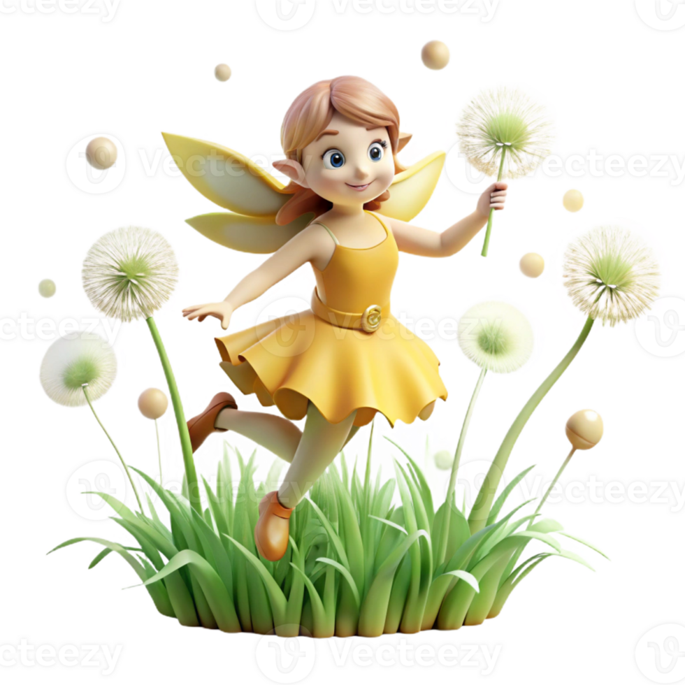 beautiful creative Whimsical Fairy in a Flower Field premium png