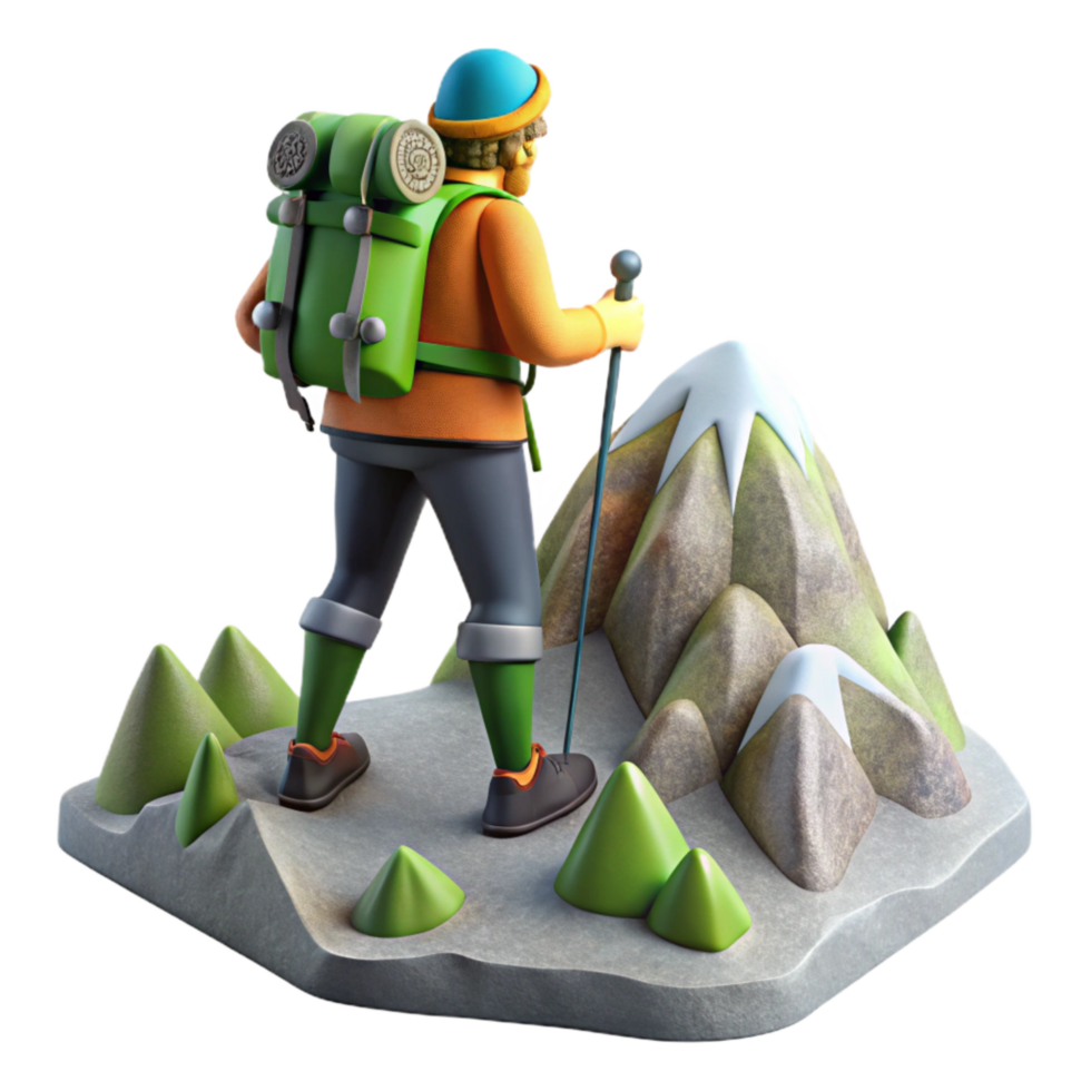 vibrant artistic Backlit Hiker on Mountain Ridge Cutout exclusive png