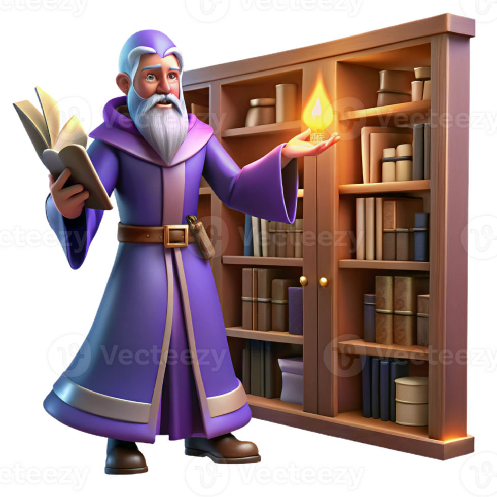 wonderful classic Wizard Casting a Spell in a Grotto high quality png