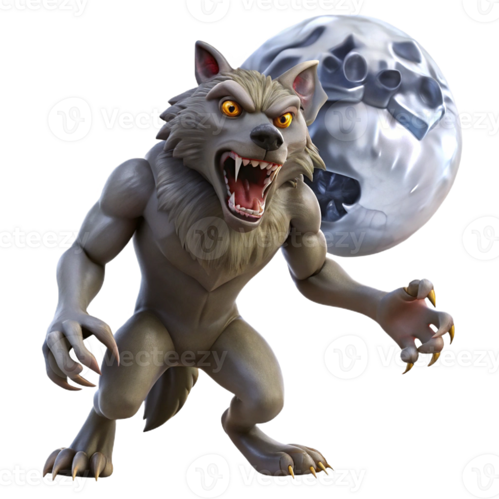 elegant artistic A Fearsome Werewolf Howling at the Moon high resolution png