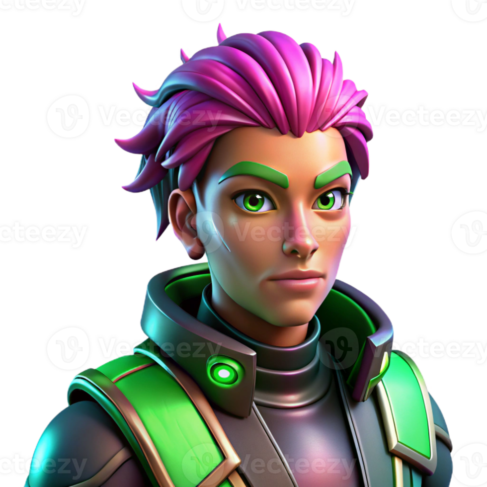 dramatic traditional Portrait of a Cyberpunk Warrior with Glo 4K png