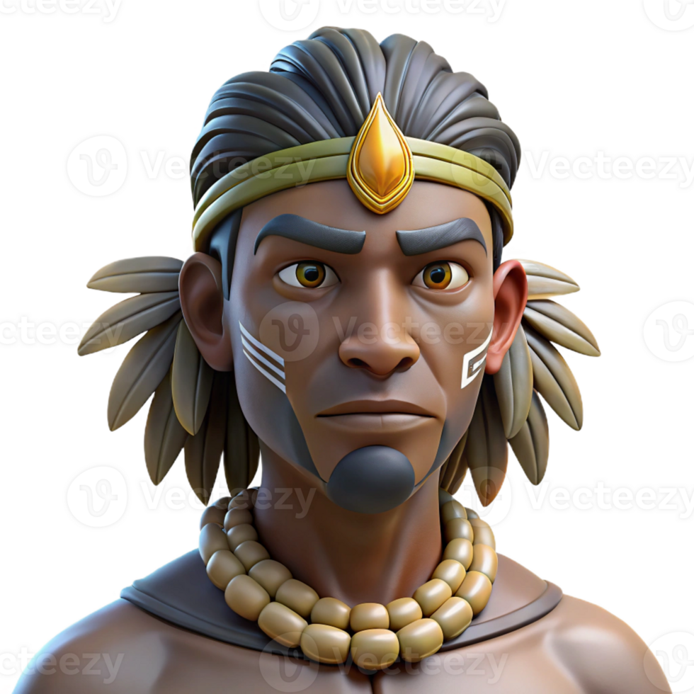 beautiful rustic Portrait of a Tribal Chieftain with Intri genuine png