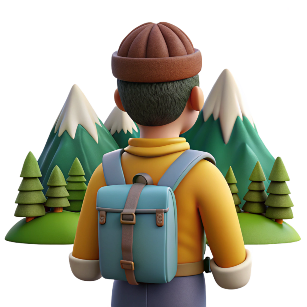 serene traditional Backpacker Gazing at Mountain View Cutout authentic png