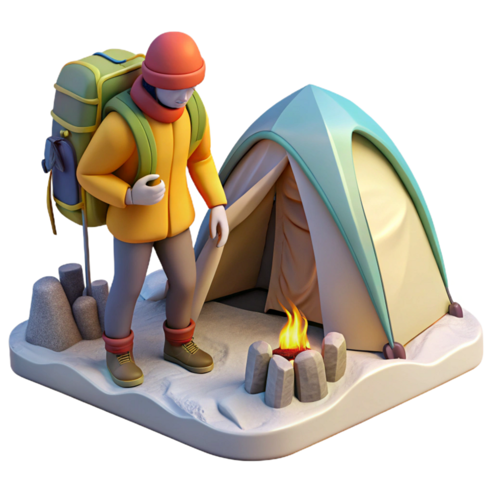 impressive creative Backpacker Setting Up Tent Element professional png