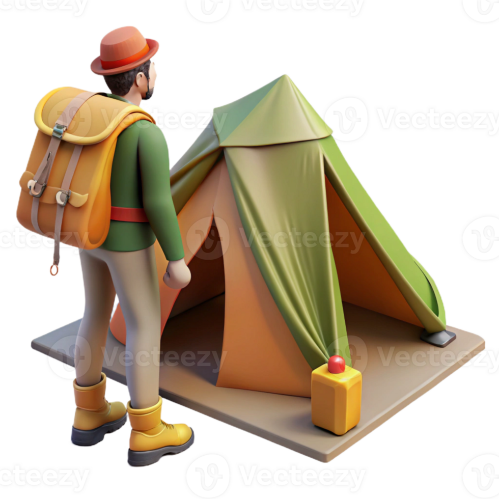 stunning abstract Backpacker Setting Up Tent Element authentic png