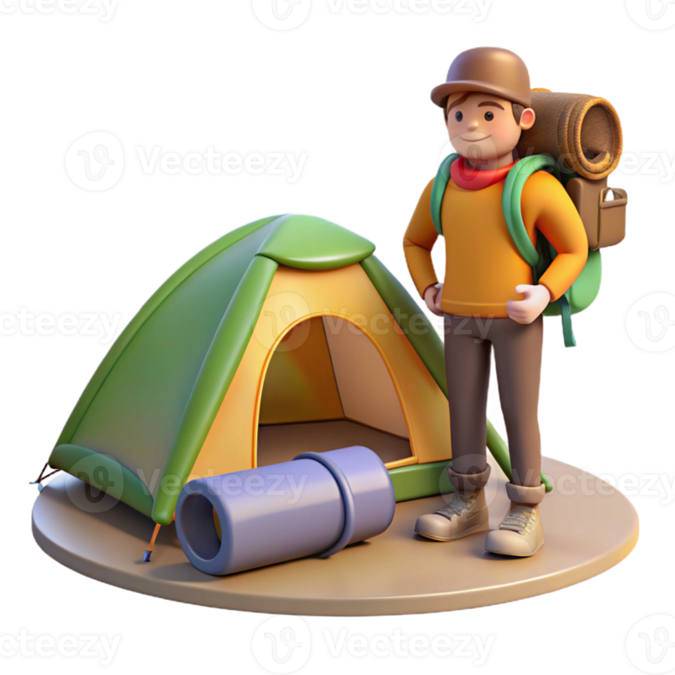 stunning artistic Backpacker Setting Up Tent Element high resolution png