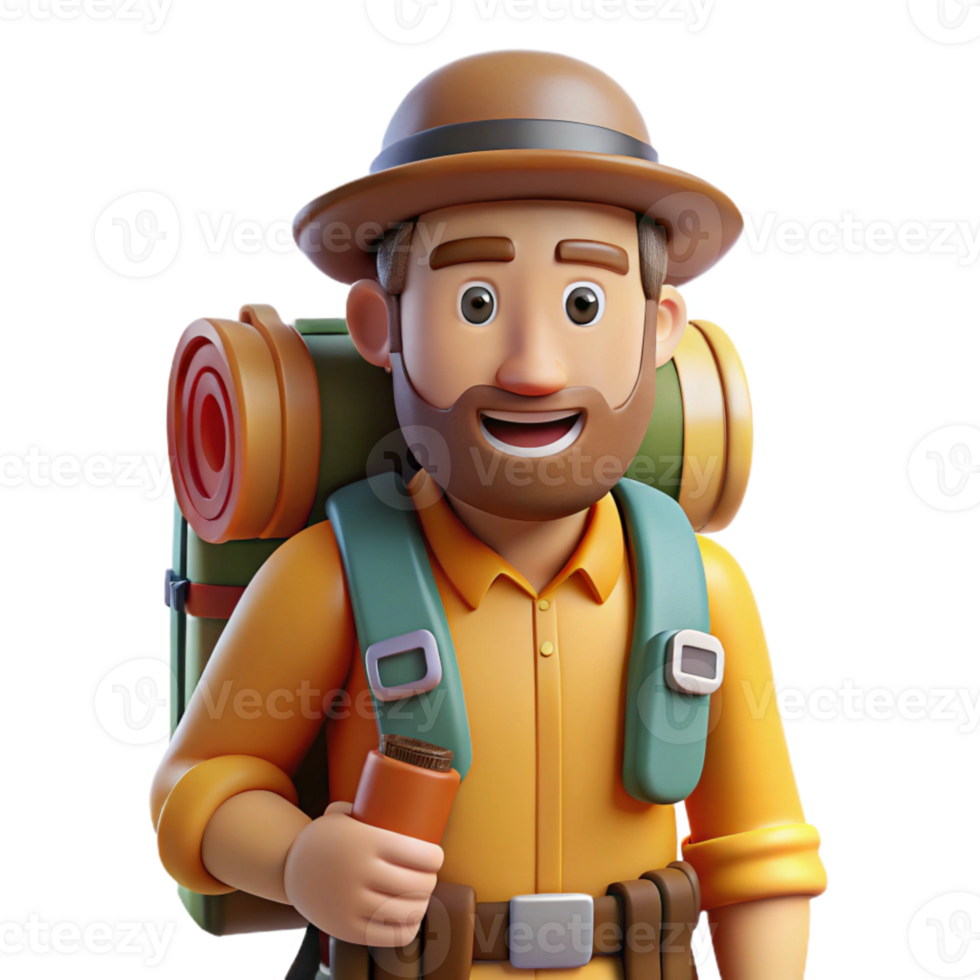 impressive artistic Backpacker with Hiking Gear Element high resolution png