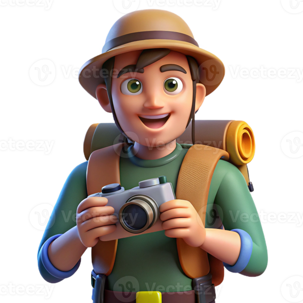 magnificent abstract Backpacker with Camera Transparent Background high quality png