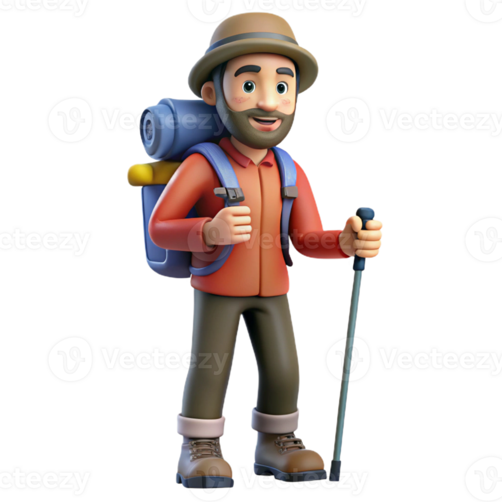 magnificent abstract Backpacker with Hiking Poles Transparent premium png