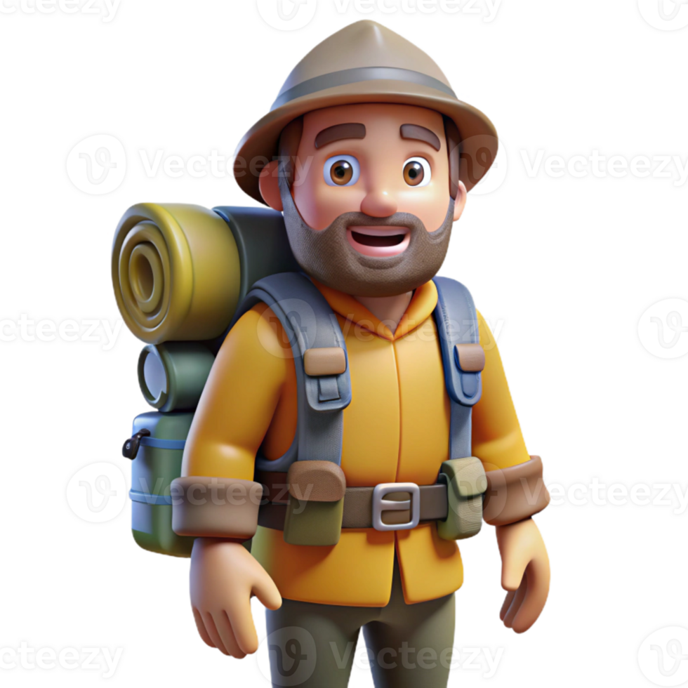 wonderful minimalist Backpacker with Hiking Gear Element professional png