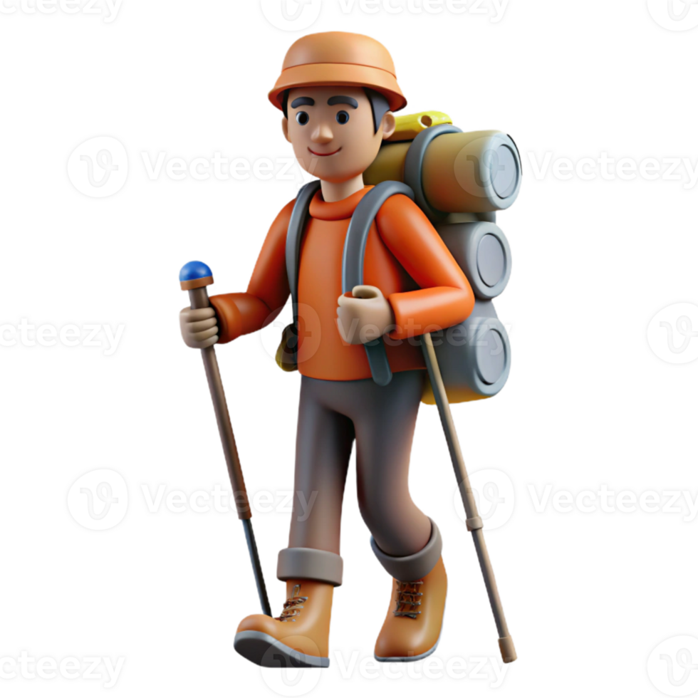 extraordinary classic Backpacker with Trekking Poles Silhouette professional png