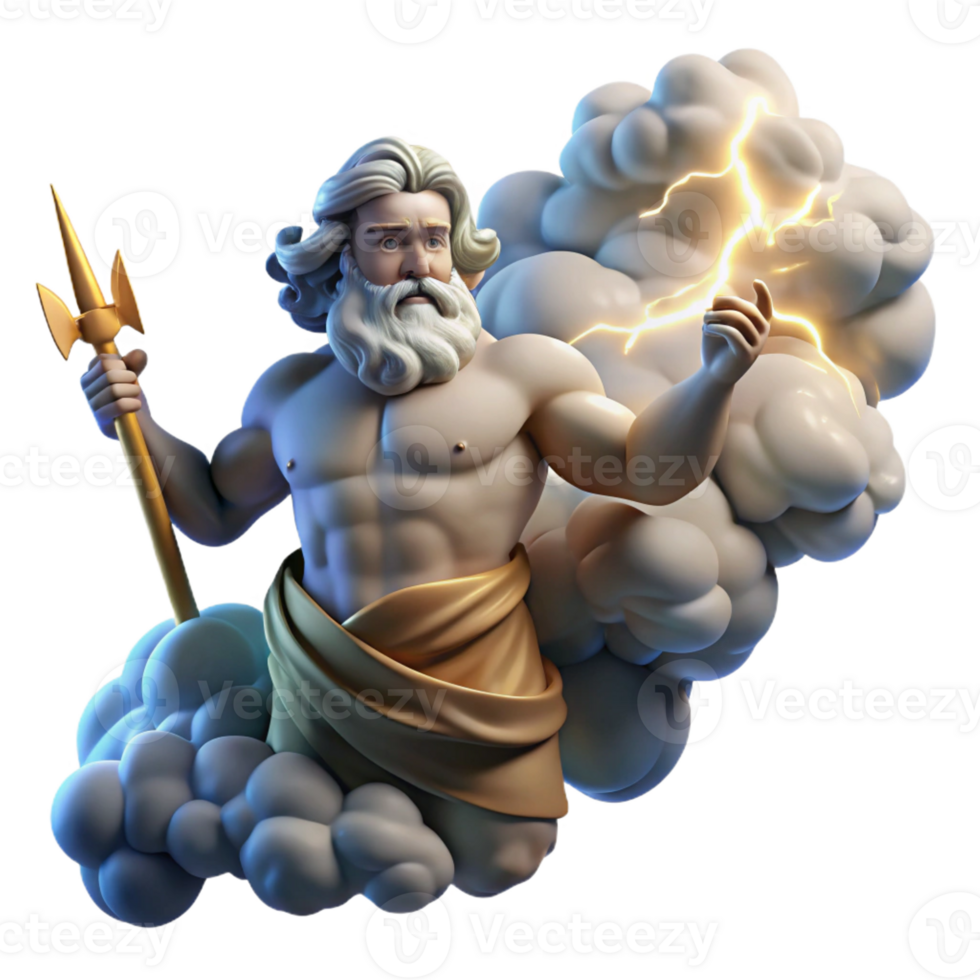 magnificent artistic Zeus Hurling a Thunderbolt Clouds Swirli exclusive png