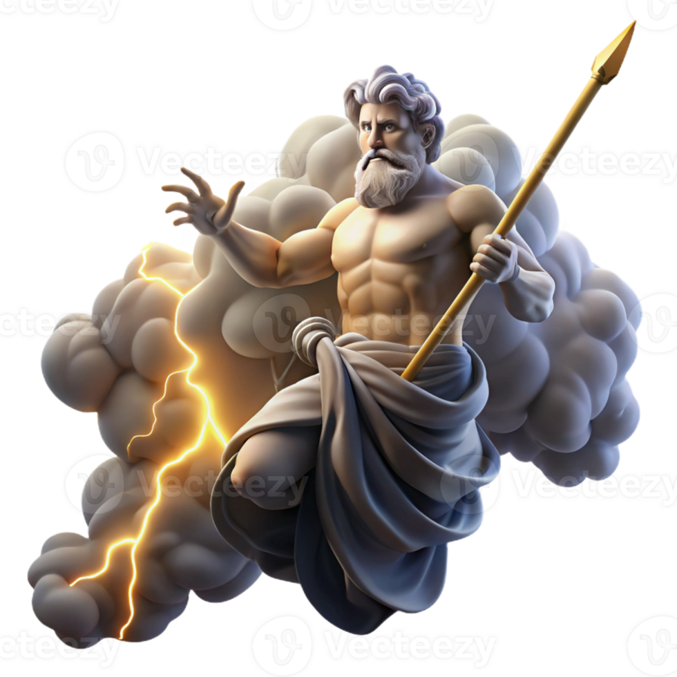 wonderful creative Zeus Hurling a Thunderbolt Clouds Swirli professional png