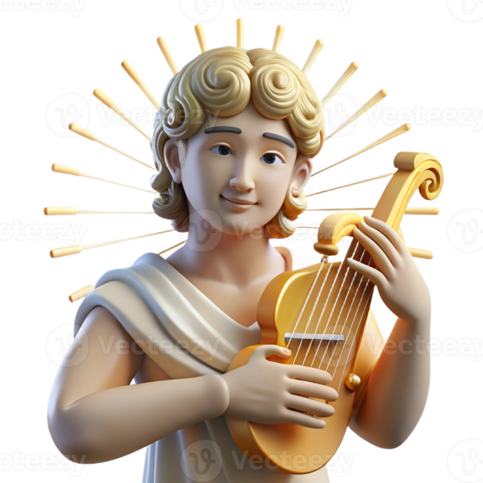 magnificent artistic Apollo Playing His Lyre Sunbeams Radia high quality png