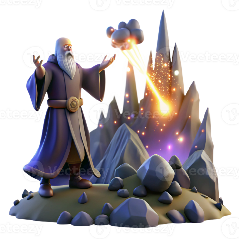 beautiful creative A Powerful Wizard Summoning a Meteor Sh high quality png