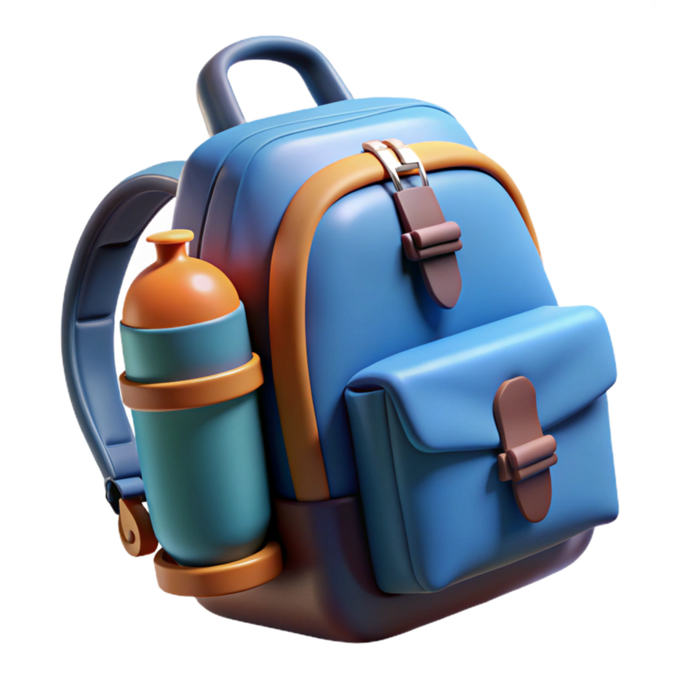 stunning rustic Backpack with Water Bottle Transparent Background Cutout png