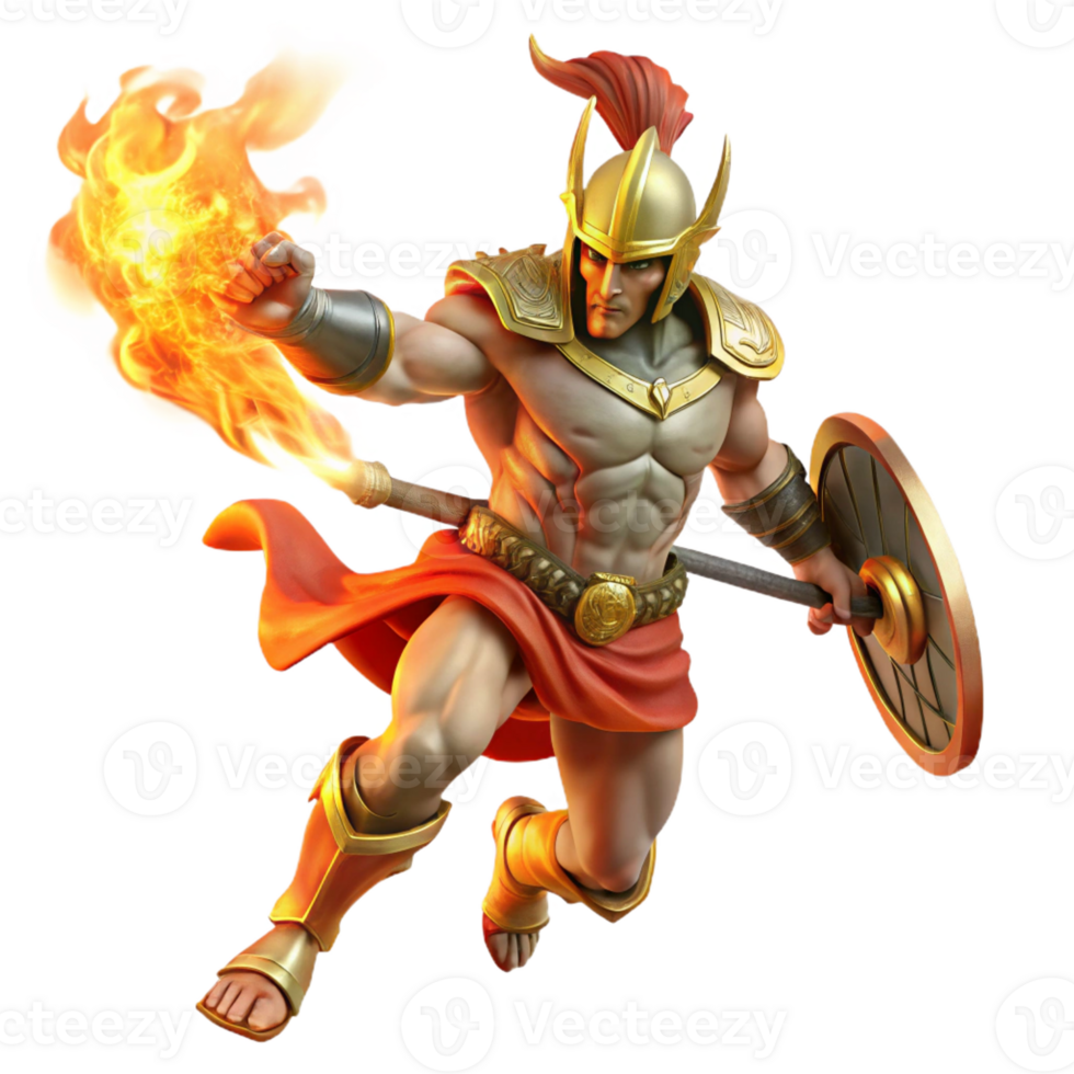 magnificent classic Ares the God of War Charging Into Batt 4K png