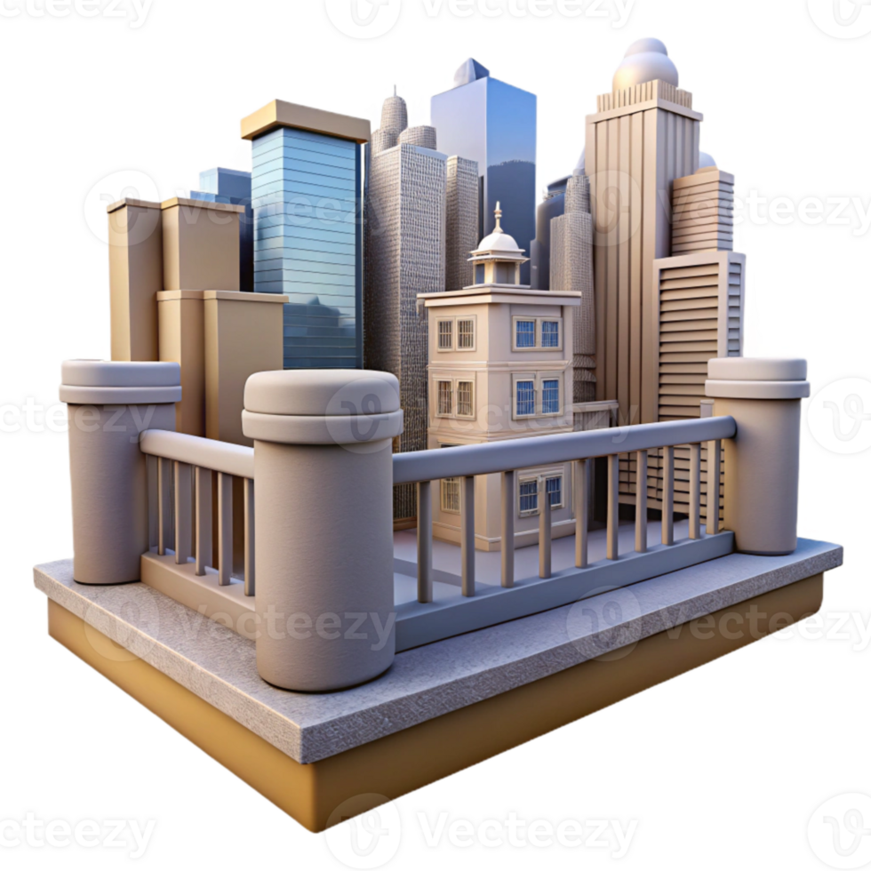 dramatic rustic Balcony View Cityscape Background authentic png