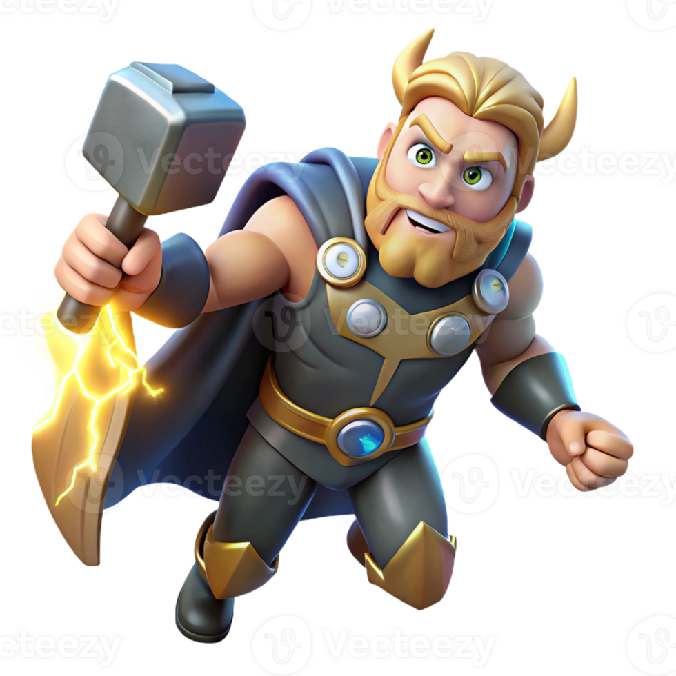 beautiful abstract Thor Wielding Mjolnir Lightning Cracklin authentic png