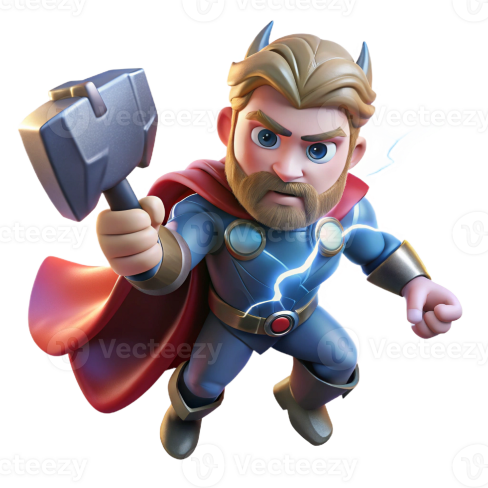 wonderful traditional Thor Wielding Mjolnir Lightning Cracklin detailed png