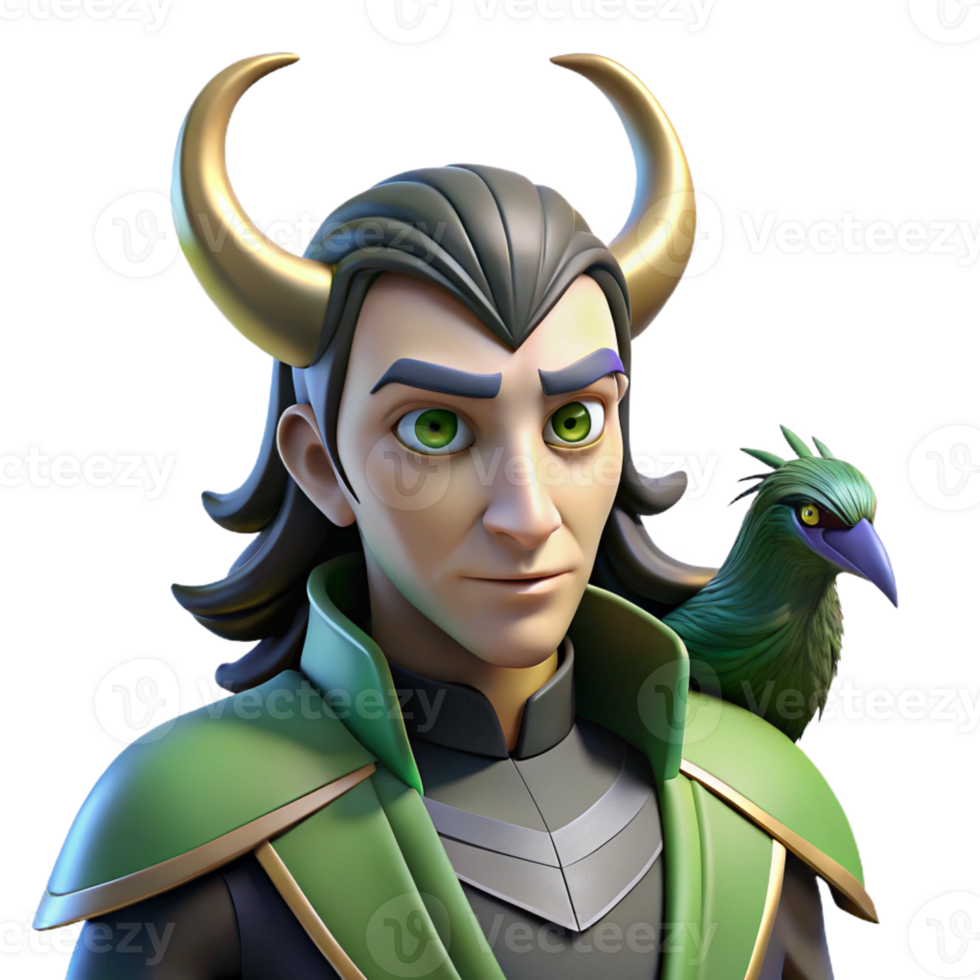 beautiful creative Loki Shapeshifting Into a Raven Dark An high quality png