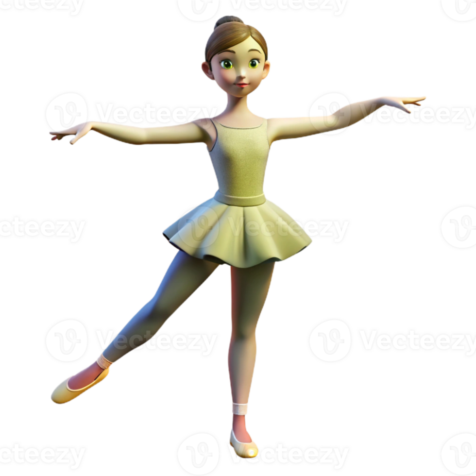 wonderful artistic Ballet Dancer Posed Gracefully Front View detailed png