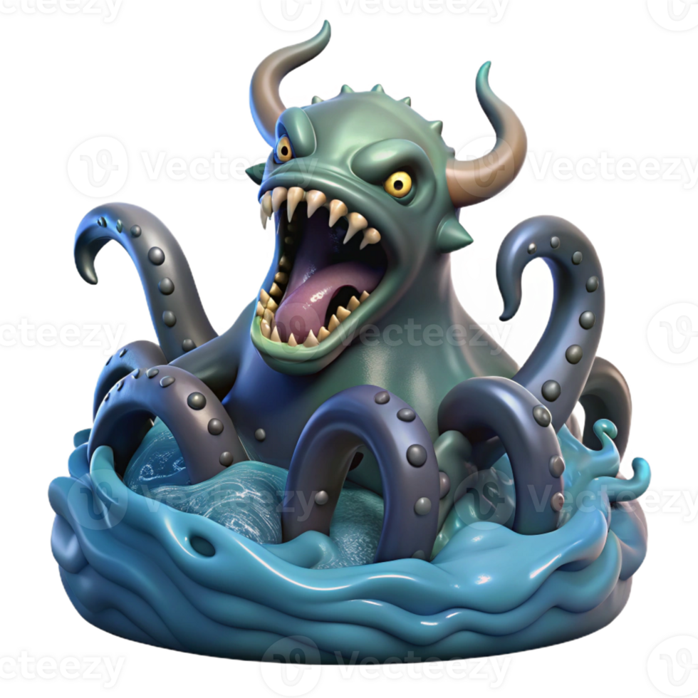 extraordinary contemporary A Fearsome Kraken Rising from the Depths authentic png