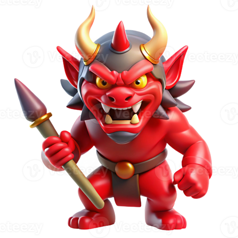 vibrant contemporary A Fierce Oni Wielding a Kanabo Club Mena premium png