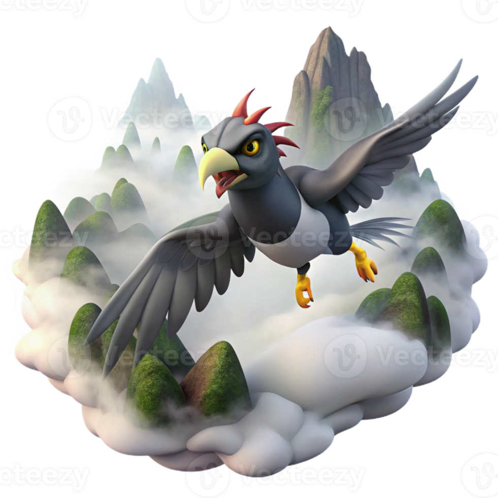 stunning creative A Graceful Tengu Soaring Through the Mou detailed png