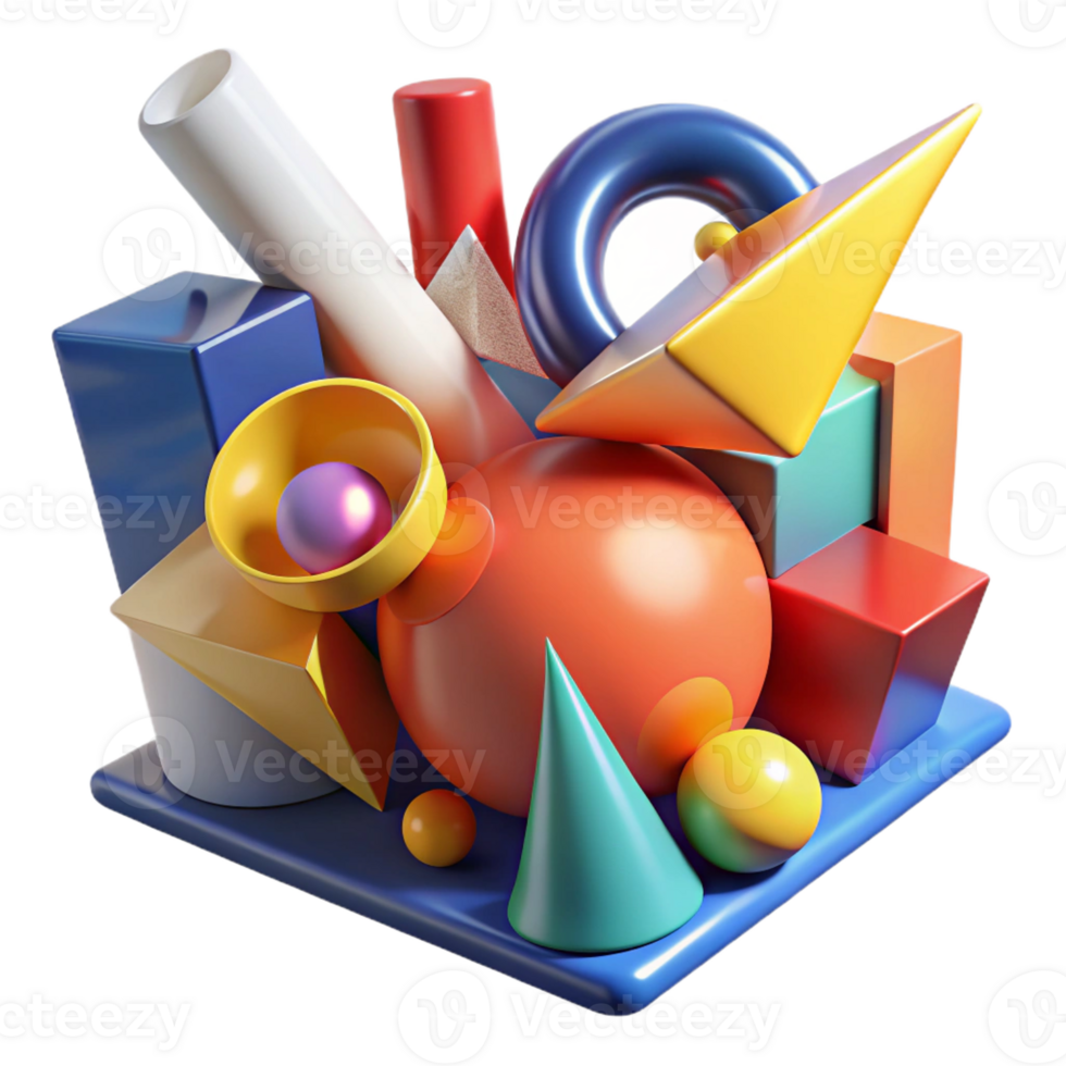 wonderful artistic A Chaotic Composition of Geometric Shap detailed png