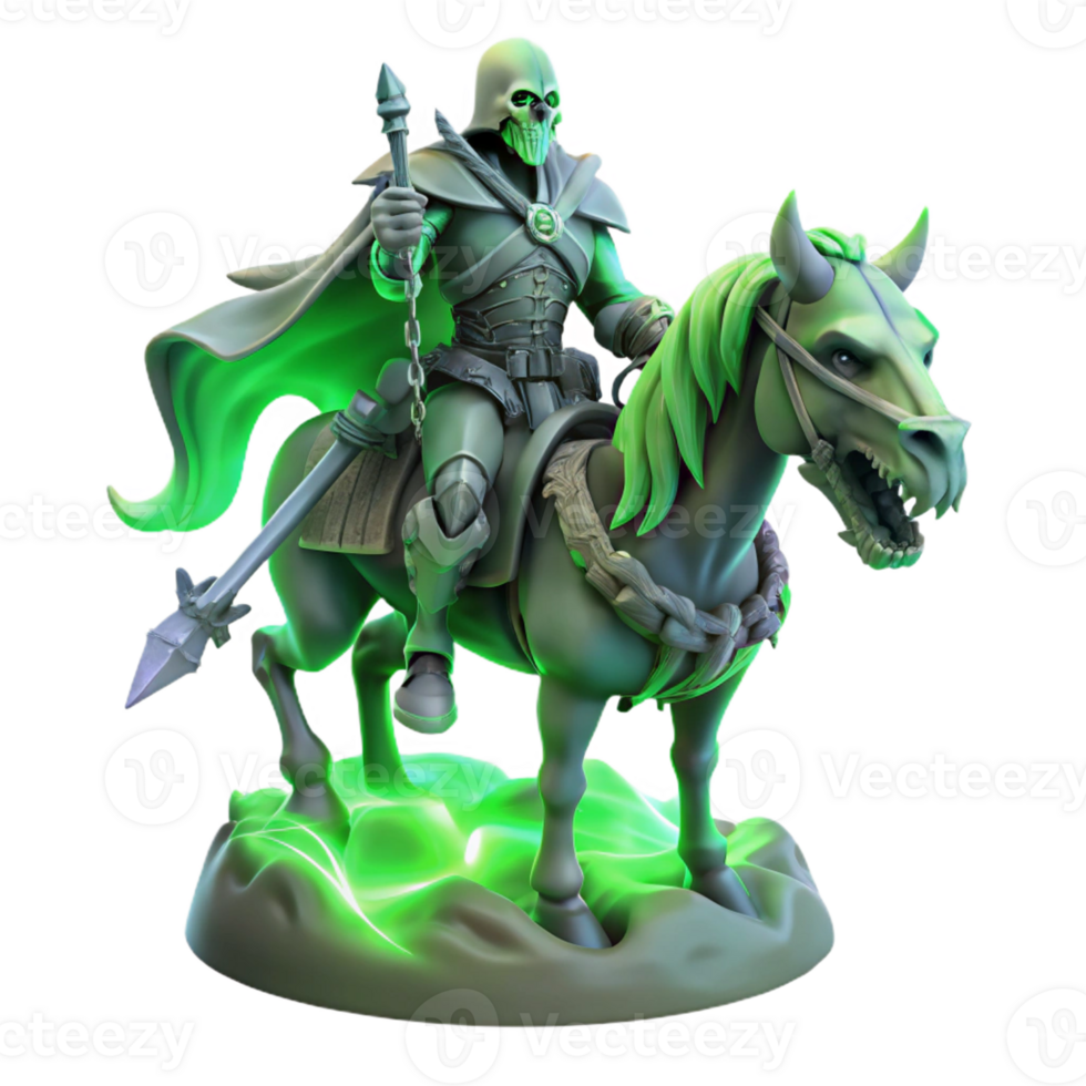 vibrant artistic A Spectral Knight Riding a Skeletal War original png