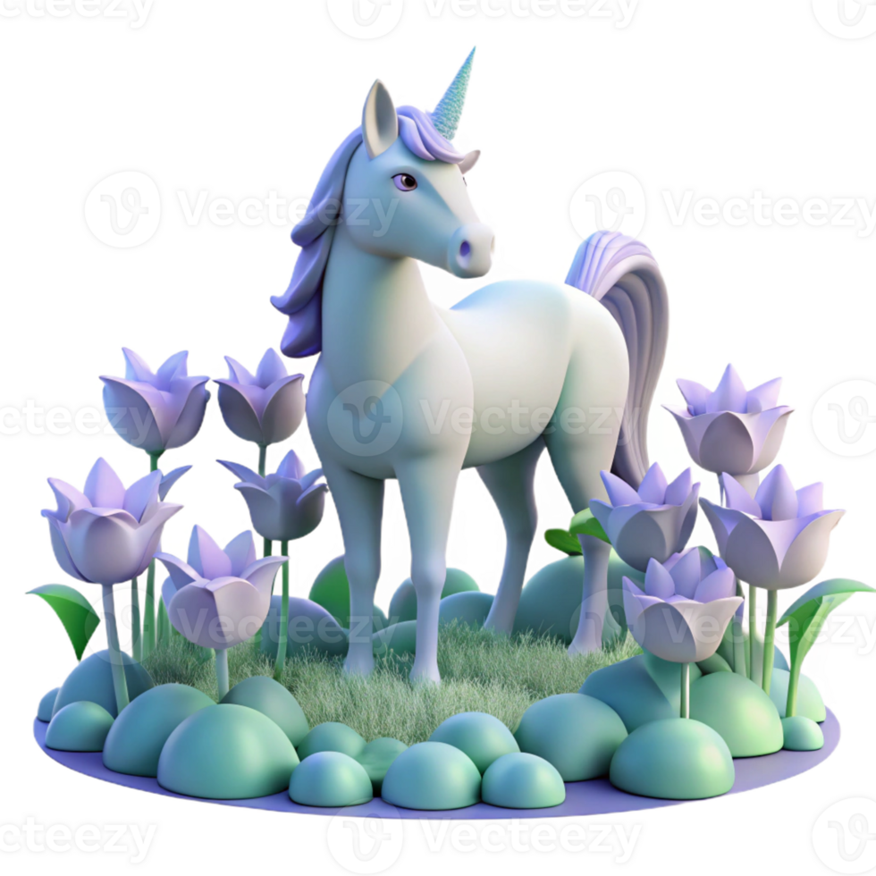 vibrant modern A Lone Unicorn Grazing in a Field of Mo authentic png