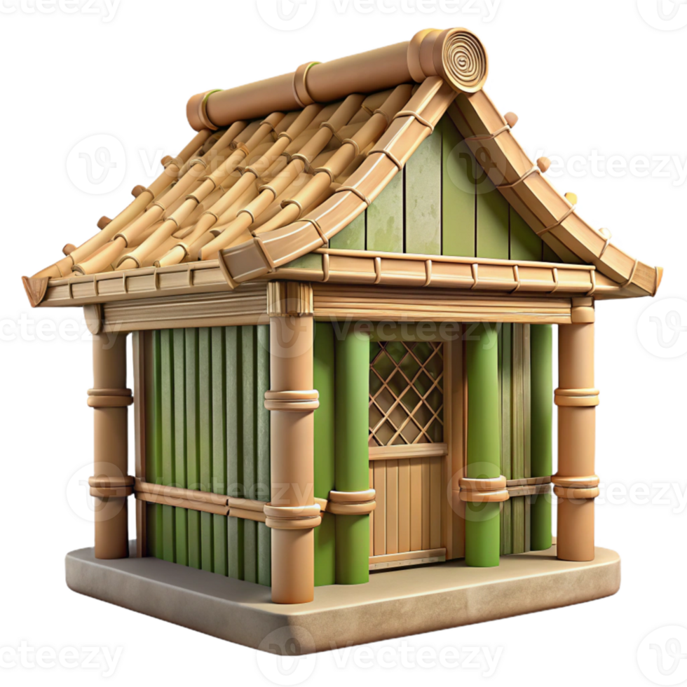 vibrant classic Bamboo Building Facade Close Up Cutout detailed png