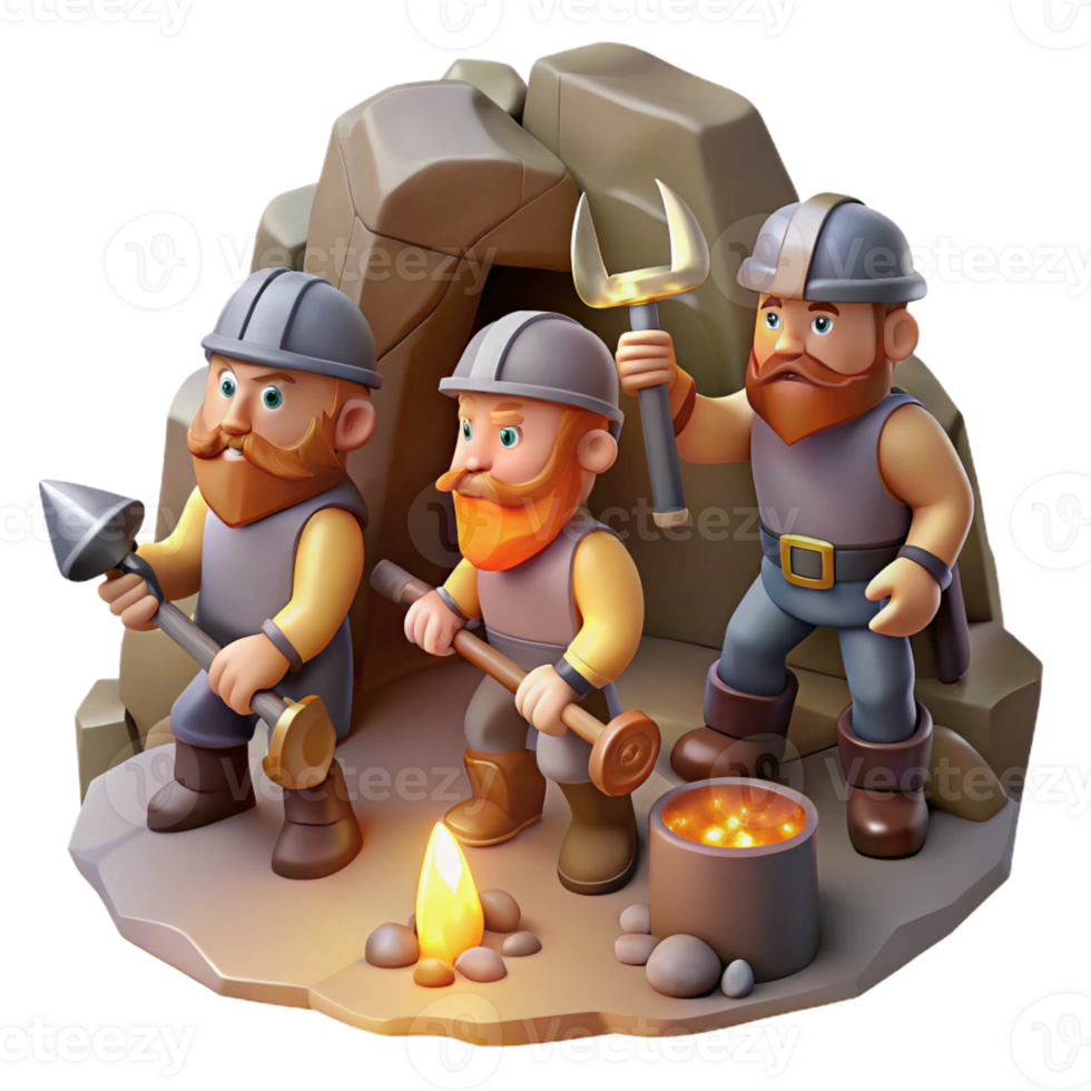 extraordinary modern A Band of Dwarves Mining for Gems in A 4K png