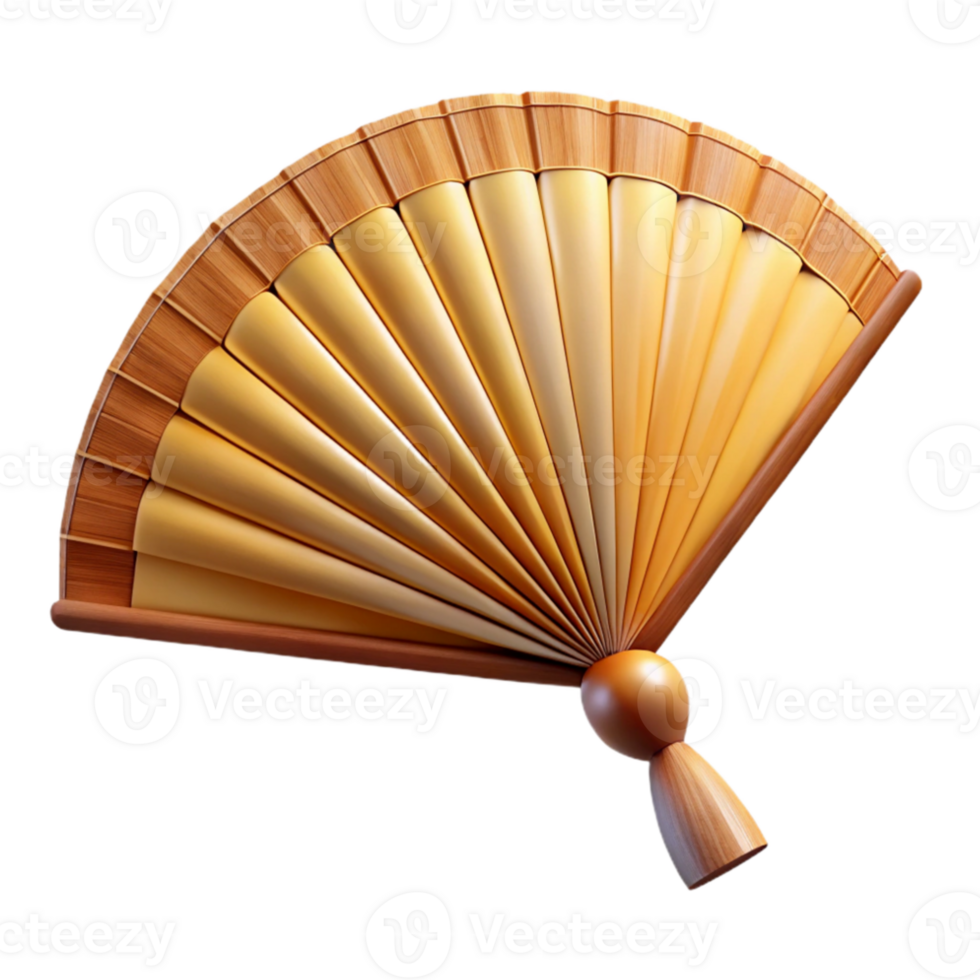wonderful minimalist Bamboo Fan Folded Position Cutout with Natural Color premium png