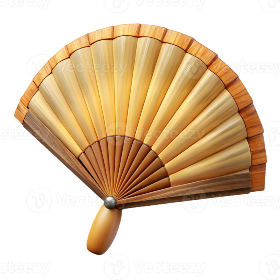 dramatic artistic Bamboo Fan Folded Position Cutout with Natural Color genuine png