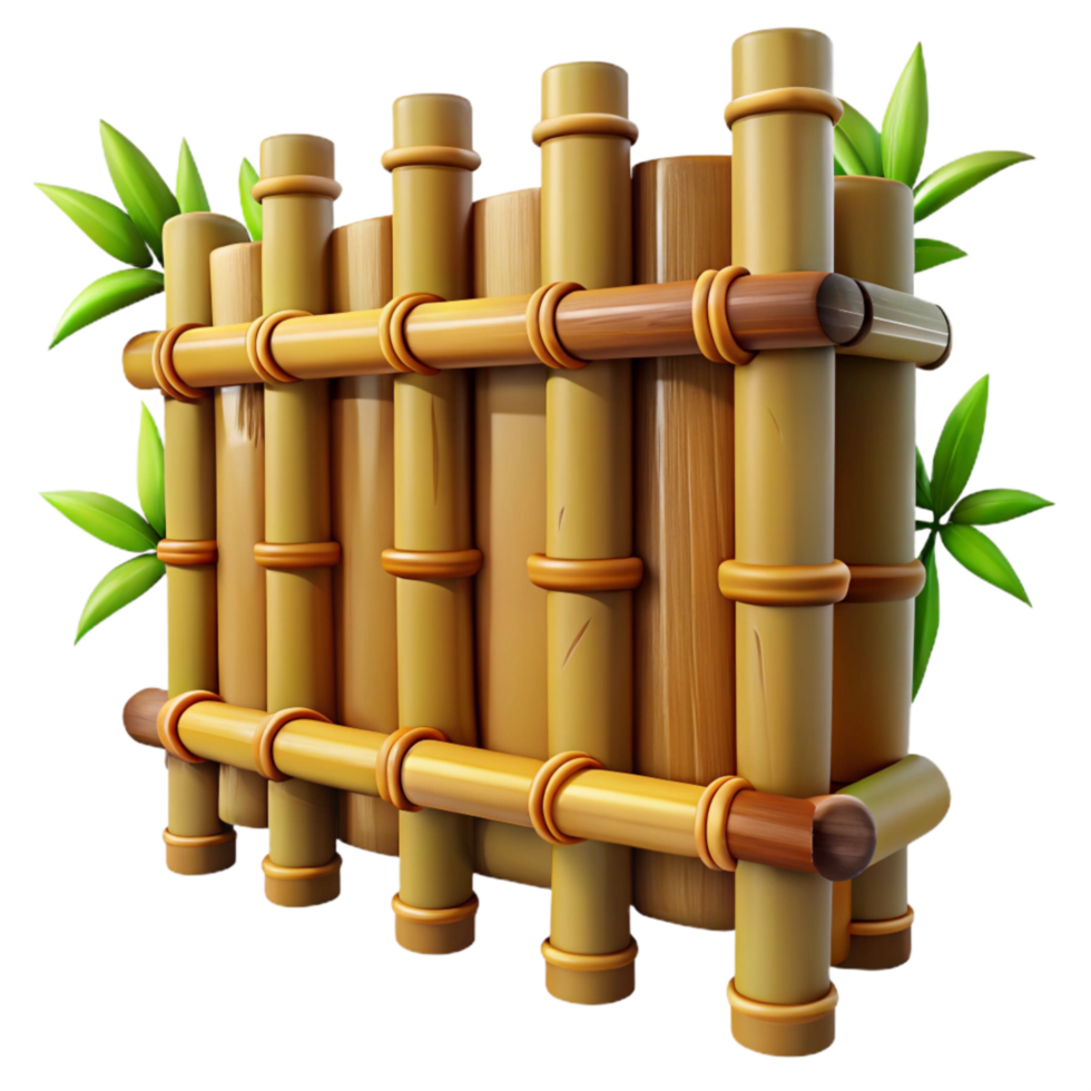 elegant minimalist Bamboo Fence Detail Close Up Element authentic png
