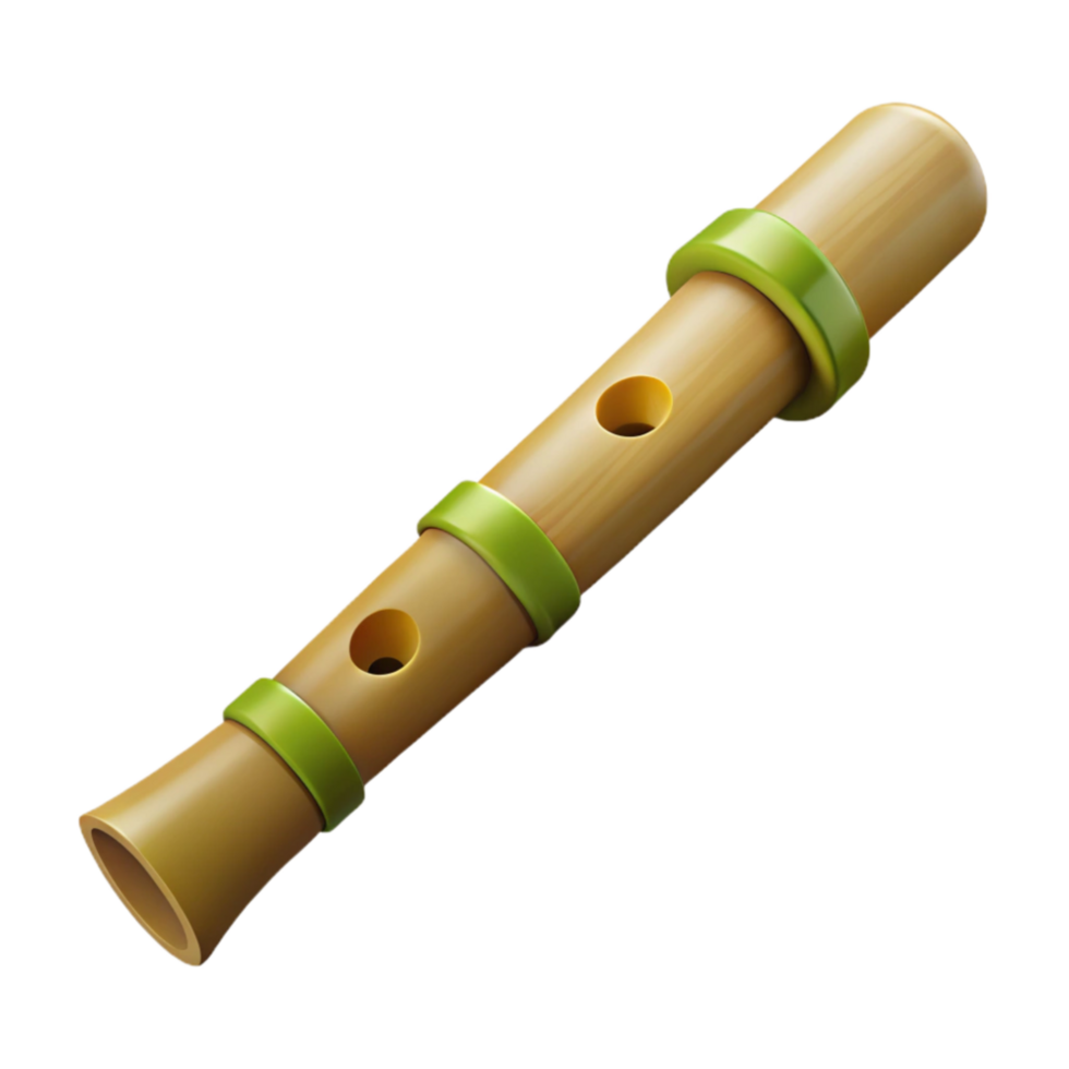 dramatic classic Bamboo Flute Side View Cutout with Natural Color high quality png