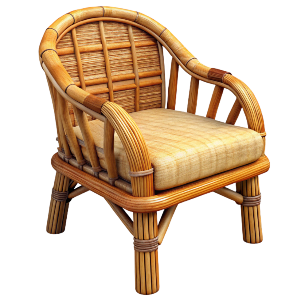 vibrant minimalist Bamboo Furniture Chair Side View high resolution png