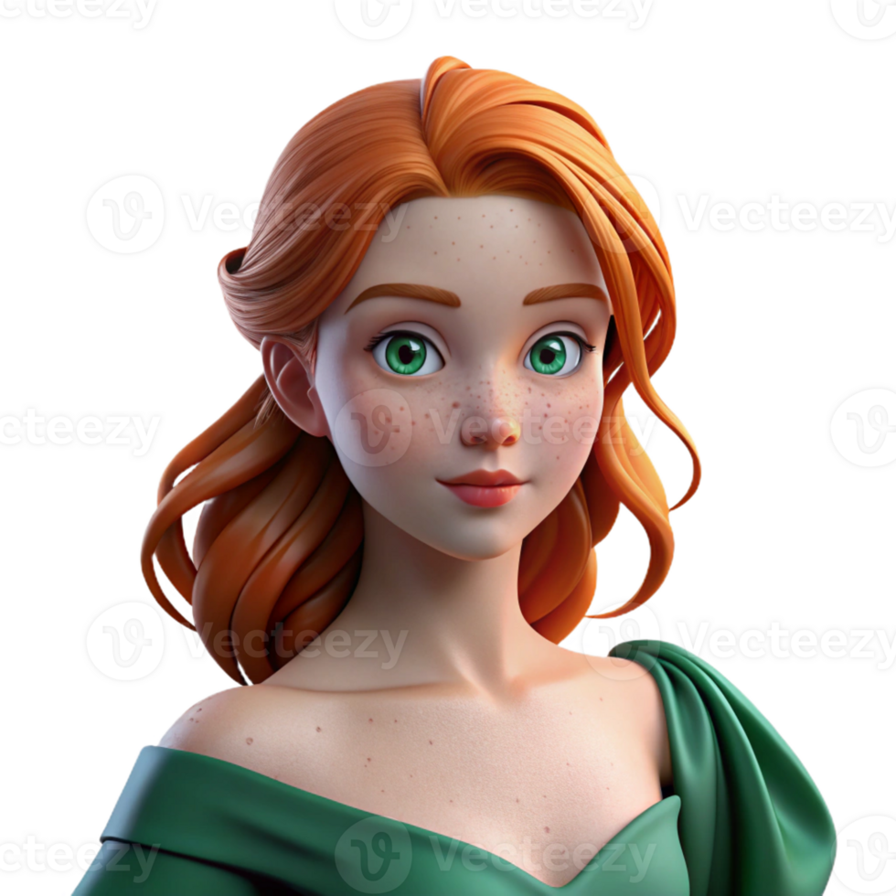 magnificent traditional Freckled Young Woman Portrait 4K png
