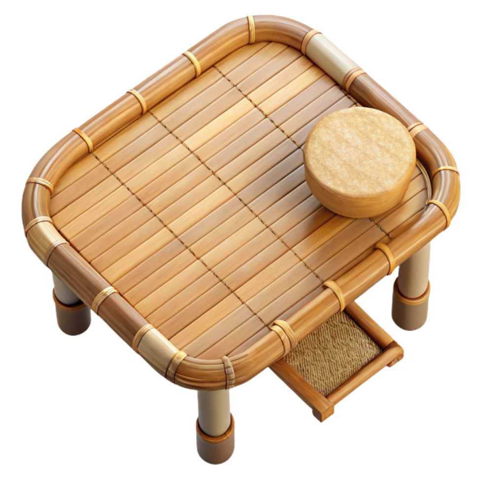 serene modern Bamboo Furniture Table Top View Element professional png