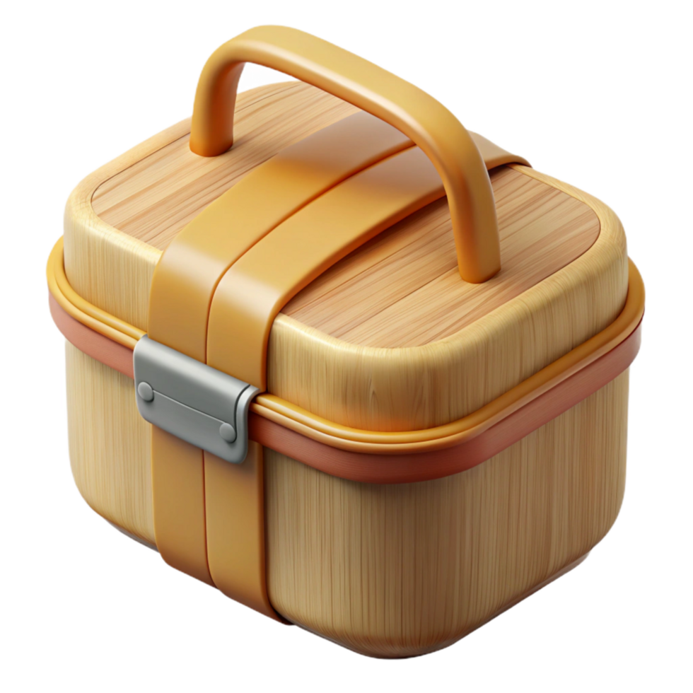 magnificent creative Bamboo Lunch Box with Elastic Band Cutout professional png